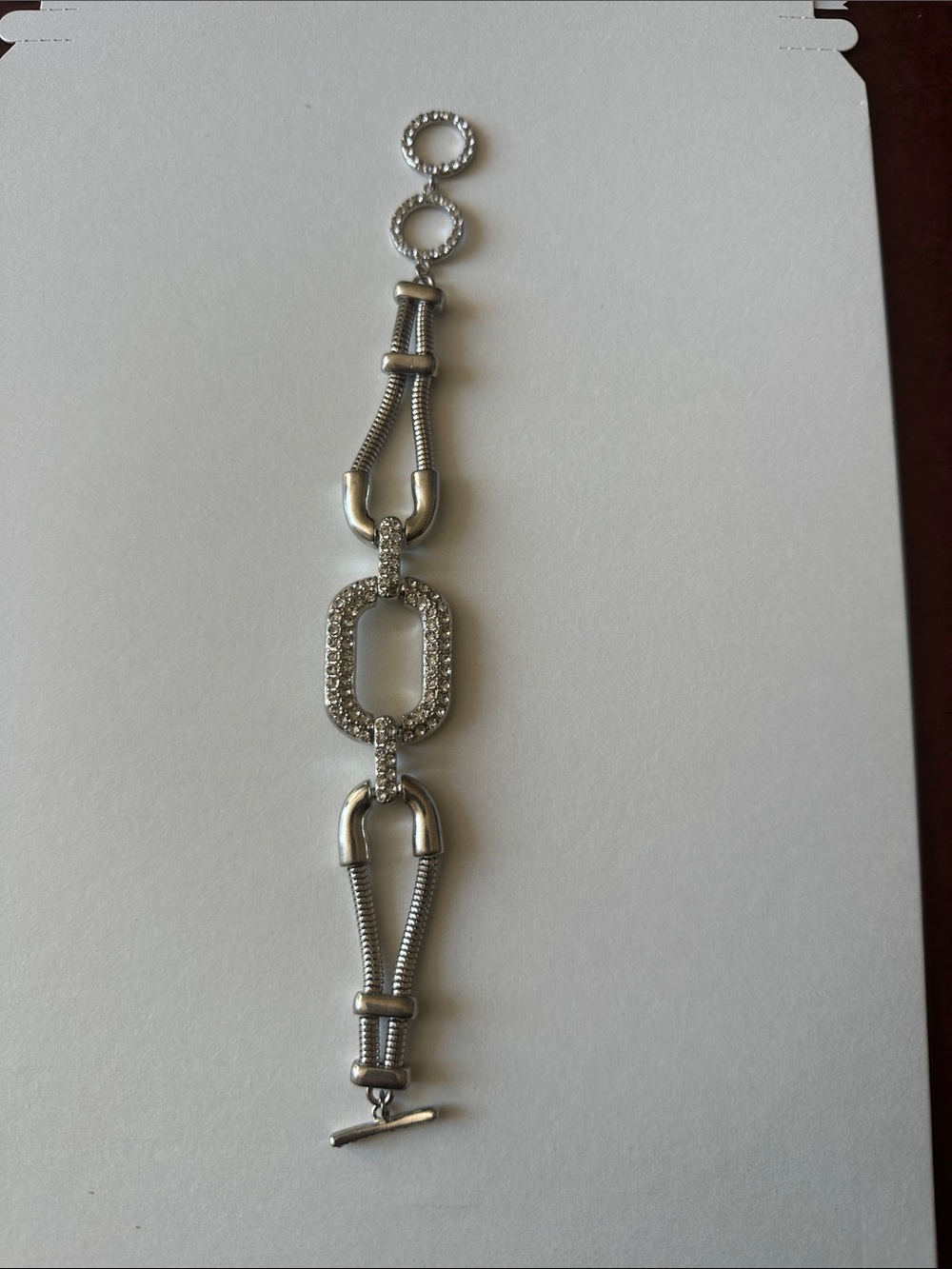 Guess by Marciano Silver Crystal Link Toggle Bracelet